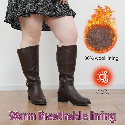 Hawkwell Women's Extra Wide Calf Pull On Side Zipper Knee High Boots in Saudi Arabia