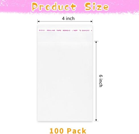 Lhocm Clear Self Sealing Cookie Bags, 4x6 Inch 100 Pack Resealable Cellophane Bags for Treats and Gifts in Saudi Arabia