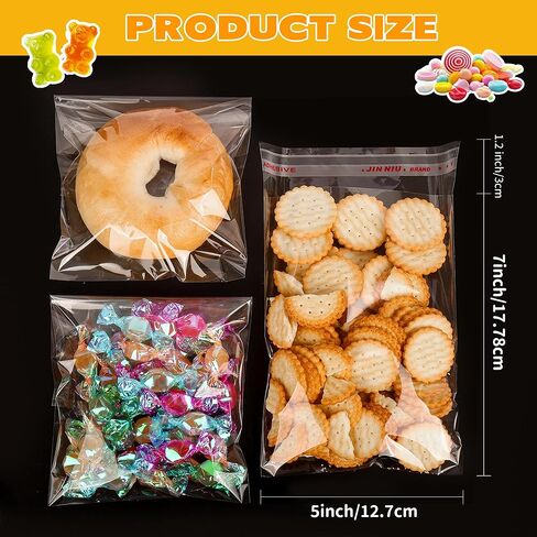 Lhocm Clear Self Sealing Cookie Bags, 4x6 Inch 100 Pack Resealable Cellophane Bags for Treats and Gifts in Saudi Arabia
