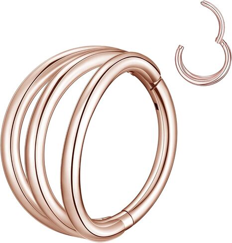 MissNity 18G 8mm Hinged Segment Nose Ring, Triple Open Stack Hoops with Clear CZ for Single Piercing, 316L Surgical Steel Septum Clicker Lip Ring Helix Earrings Ear Lobe Piercing Jewelry in Saudi Arabia