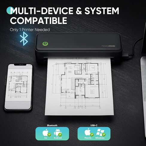 Portable Thermal Printer for Travel, Wireless Bluetooth Inkless Mini Printer w/ 300DPI , Supports 8.5" x 11" US Letter, Legal, A4 & A5 Paper, Compatible w/ Android, iOS, Laptop for Home, Office Use in Saudi Arabia