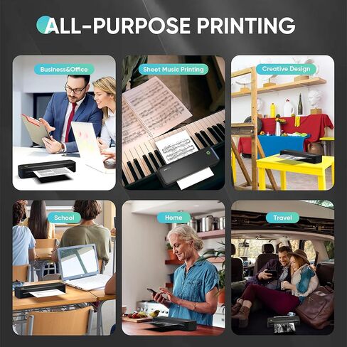 Portable Thermal Printer for Travel, Wireless Bluetooth Inkless Mini Printer w/ 300DPI , Supports 8.5" x 11" US Letter, Legal, A4 & A5 Paper, Compatible w/ Android, iOS, Laptop for Home, Office Use in Saudi Arabia