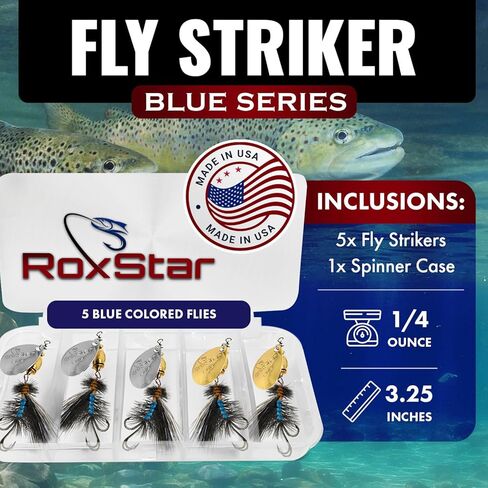 𝐑𝐨𝐱𝐒𝐭𝐚𝐫 سلسلة محفزات Fly Strikers 10pk 1/16oz - مصنوعة يدويًا في الولايات المتحدة الأمريكية - أداة صيد الأسماك الدوارة الأكثر تنوعًا على المستوى الوطني للباس والسلمون المرقط والبايك والرأس الفولاذي in Saudi Arabia