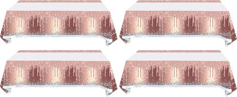 HJFZLY 2Pcs Pink Rose Gold Table Cover Decorations, Pink Rose Gold Party Tablecloth Table Cover, Pink Rose Gold Birthday Party Supplies Decorations for Girls Women (71in x 42in) in Saudi Arabia