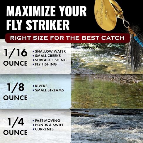 𝐑𝐨𝐱𝐒𝐭𝐚𝐫 سلسلة محفزات Fly Strikers 10pk 1/16oz - مصنوعة يدويًا في الولايات المتحدة الأمريكية - أداة صيد الأسماك الدوارة الأكثر تنوعًا على المستوى الوطني للباس والسلمون المرقط والبايك والرأس الفولاذي in Saudi Arabia