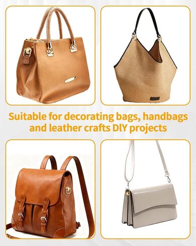 12 PCS D Rings for Purse with Hole Punch Tool - 360 Degree Rotatable D Ring for Purse, Bag Hardware, Belt, DIY Leather Craft, Craft Accessories Decoration (Gold) in Kuwait