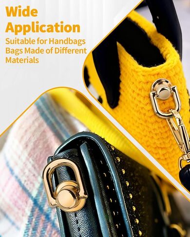 12 PCS D Rings for Purse with Hole Punch Tool - 360 Degree Rotatable D Ring for Purse, Bag Hardware, Belt, DIY Leather Craft, Craft Accessories Decoration (Gold) in Kuwait