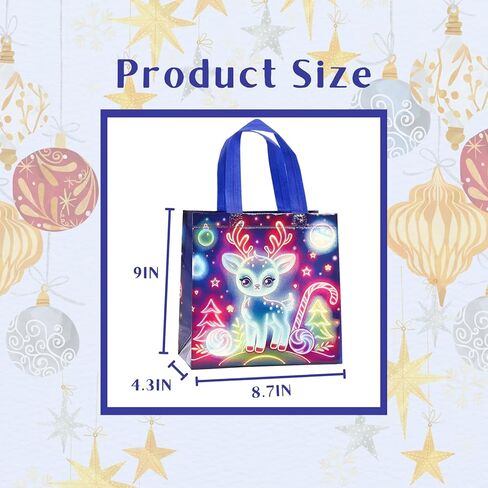 32 Pcs Christmas Gift Bags in 8 Styles, Waterproof Non-Woven Small Xmas Gift Bags Bulk for Gift Wrapping, Reusable Laser Tote Bags with Handles for Xmas Party Favors in Saudi Arabia