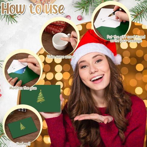 Zhanmai 48 Pcs Christmas Mini Gift Card Gold Foiled Envelopes Holders 3.9x2.7 Inch Greeting Business Sleeve Credit Cards Envelopes for Christmas Tips Coins Xmas Holiday Greeting Presents, Without Card in Saudi Arabia