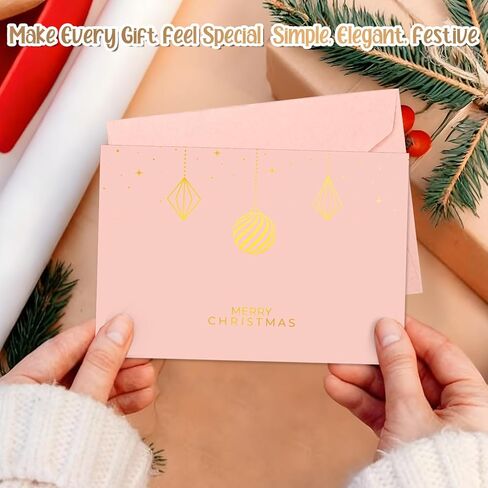 Zhanmai 48 Pcs Christmas Mini Gift Card Gold Foiled Envelopes Holders 3.9x2.7 Inch Greeting Business Sleeve Credit Cards Envelopes for Christmas Tips Coins Xmas Holiday Greeting Presents, Without Card in Saudi Arabia