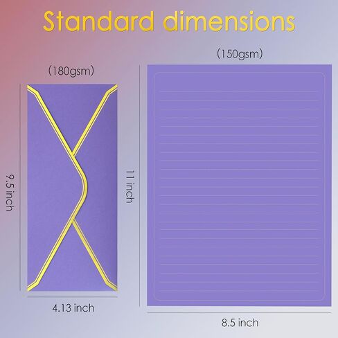 J6&H6 Gold Thread Stationery Paper and Envelopes Set Including 12 standard sized Phnom Penh envelopes and 24 sheets of lined paper Suitable for daily emotional expression Formal communication(grey) in Saudi Arabia