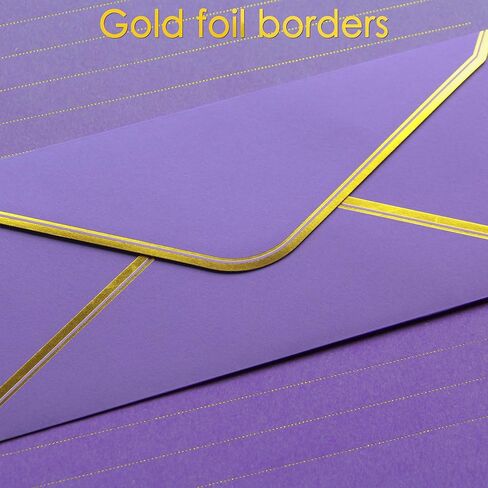 J6&H6 Gold Thread Stationery Paper and Envelopes Set Including 12 standard sized Phnom Penh envelopes and 24 sheets of lined paper Suitable for daily emotional expression Formal communication(grey) in Saudi Arabia