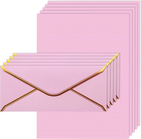 J6&H6 Gold Thread Stationery Paper and Envelopes Set Including 12 standard sized Phnom Penh envelopes and 24 sheets of lined paper Suitable for daily emotional expression Formal communication(grey) in Saudi Arabia