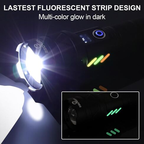 Super Bright Rechargeable Flashlights High Brightness 1000000 Lumens, Powerful Long Range 5000 ft LED Strong Big Flash lights, Long Lasting USB C, LCD Digital Display, 5 Modes, Double Switches in Saudi Arabia