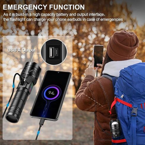 Super Bright Rechargeable Flashlights High Brightness 1000000 Lumens, Powerful Long Range 5000 ft LED Strong Big Flash lights, Long Lasting USB C, LCD Digital Display, 5 Modes, Double Switches in Saudi Arabia