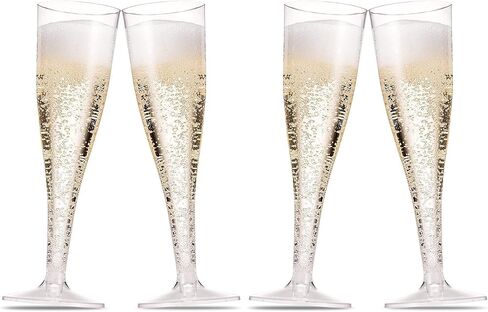 30 Pack Plastic Champagne Flutes - 5 Oz Disposable Clear Plastic Toasting Glasses - Wedding Party Cocktail Mimosa Plastic Cups in Kuwait