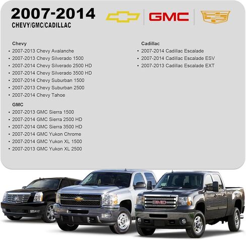 مقبض باب خارجي من الكروم متوافق مع 2007-2013 Chevy Avalanche، Silverado، Suburban، Tahoe، GMC Sierra، Yukon، Cadillac Escalade Pickup Truck SUV - 4 قطع من جانب الركاب للسائق الخلفي الأمامي in Saudi Arabia