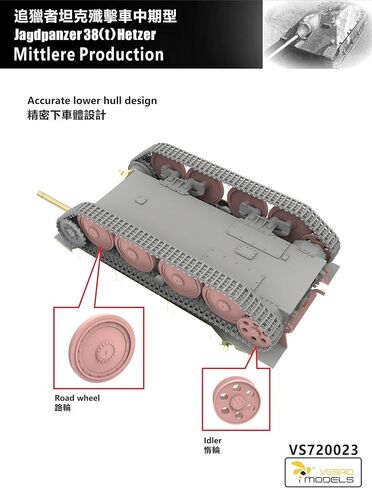 VS720023 1/72 Jagdpanzer 38(t) Hetzer Mittlere Production Military Kit Custom Collectible Children Toy Birthday Gift in Saudi Arabia