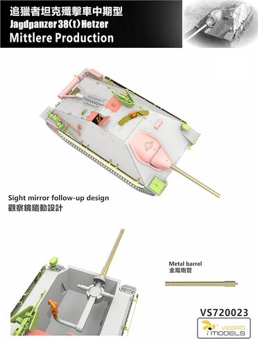 VS720023 1/72 Jagdpanzer 38(t) Hetzer Mittlere Production Military Kit Custom Collectible Children Toy Birthday Gift in Saudi Arabia