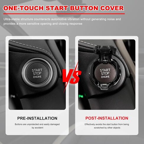 Push Start Button Cover, Car Engine Start Stop Button Decor Anti-Scratch Protector, Cool Zinc Alloy Vehicle Key Ignition Switch Protective Cover, Universal Car Accessories (Square, Red) in Saudi Arabia
