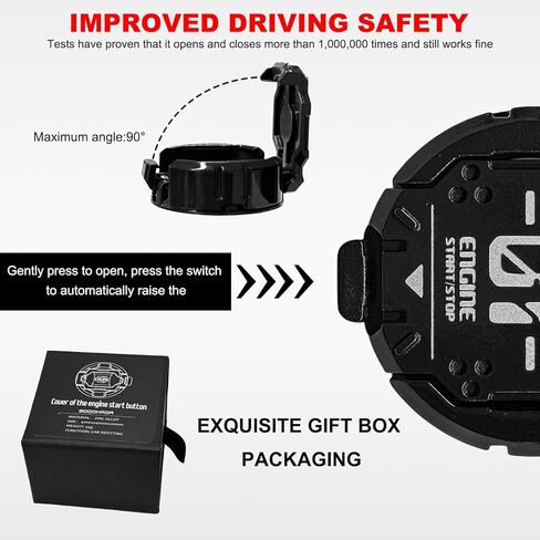 Push Start Button Cover, Car Engine Start Stop Button Decor Anti-Scratch Protector, Cool Zinc Alloy Vehicle Key Ignition Switch Protective Cover, Universal Car Accessories (Square, Red) in Saudi Arabia