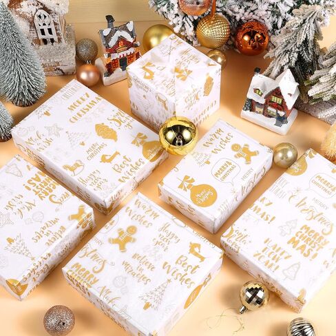 100 ورقة من المناديل الورقية الذهبية لعيد الميلاد، ورق تغليف هدايا عيد الميلاد الذهبي لمستلزمات حفلات عيد الميلاد المصنوعة يدويًا، 13.8 × 19.7 بوصة (ذهبي) in Kuwait
