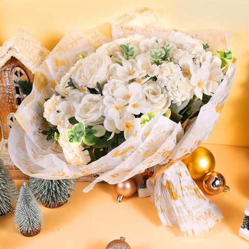 100 ورقة من المناديل الورقية الذهبية لعيد الميلاد، ورق تغليف هدايا عيد الميلاد الذهبي لمستلزمات حفلات عيد الميلاد المصنوعة يدويًا، 13.8 × 19.7 بوصة (ذهبي) in Kuwait