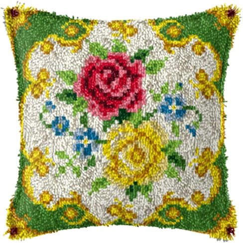 LAPATAIN مزلاج هوك أطقم DIY بها بنفسك رمي غطاء وسادة ، ارتفع غطاء وسادة التطريز اليد الحرفية الكروشيه 17x17 بوصة in Saudi Arabia
