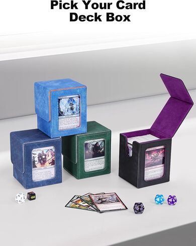 صندوق MTG Deck Box مع شاشة القائد، حافظة Deck Case تحمل أكثر من 100 بطاقة مزدوجة الأكمام، صندوق تخزين بطاقات التداول يناسب TCG/PTCG/البطاقة الرياضية (أخضر ورمادي) in Saudi Arabia