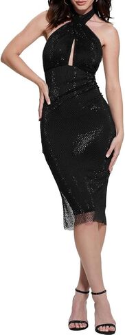 GUESS Women's Sleeveless Rhinestone Halter Dress in Saudi Arabia
