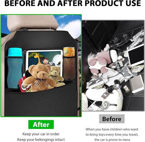 2PCS Car Backseat Organizer, Multi-Pocket Back Seat Protector with 10.2" Tablet Holder, Waterproof Oxford Fabric Storage Bag Auto Kick Mat for Kids Toddlers (A Regular Style) in Saudi Arabia