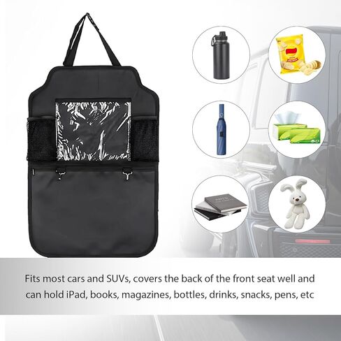 2PCS Car Backseat Organizer, Multi-Pocket Back Seat Protector with 10.2" Tablet Holder, Waterproof Oxford Fabric Storage Bag Auto Kick Mat for Kids Toddlers (A Regular Style) in Saudi Arabia