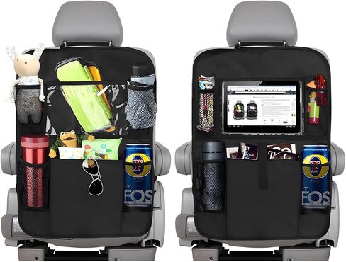2PCS Car Backseat Organizer, Multi-Pocket Back Seat Protector with 10.2" Tablet Holder, Waterproof Oxford Fabric Storage Bag Auto Kick Mat for Kids Toddlers (A Regular Style) in Saudi Arabia