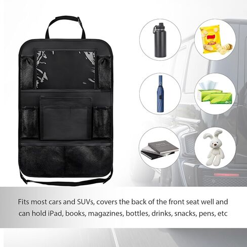 2PCS Car Backseat Organizer, Multi-Pocket Back Seat Protector with 10.2" Tablet Holder, Waterproof Oxford Fabric Storage Bag Auto Kick Mat for Kids Toddlers (A Regular Style) in Saudi Arabia