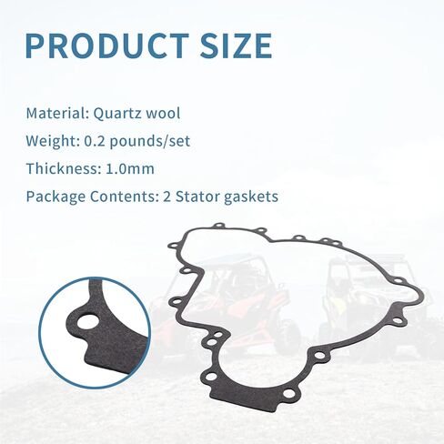 حشية غطاء الجزء الثابت لـ Polaris Ranger 900/1000، RZR/RZR PRO، General، ACE تحل محل موديلات OEM 5814160 5813758 - حشية غطاء جانبية من ألياف الكوارتز المقاومة للحرارة العالية in Kuwait