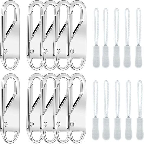 10 PCS Zipper Repair Kit Pull RepPerlinment for Luggage and Backpack Slider Head for Suitcase (White) in Saudi Arabia