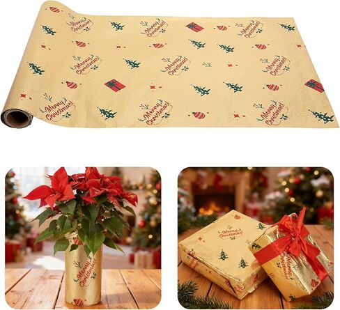 Adnee 2 لفة 10 ياردة الأزهار احباط وعاء النبات يغطي، ماتي الملمس عيد الميلاد وعاء النبات احباط، الذهبي وعاء الزهور ورق التغليف لعيد الميلاد المنزل زهرة وعاء ديكور DIY in Kuwait