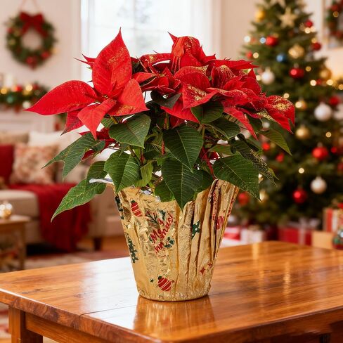 Adnee 2 لفة 10 ياردة الأزهار احباط وعاء النبات يغطي، ماتي الملمس عيد الميلاد وعاء النبات احباط، الذهبي وعاء الزهور ورق التغليف لعيد الميلاد المنزل زهرة وعاء ديكور DIY in Kuwait