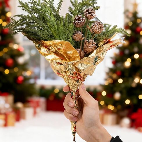 Adnee 2 لفة 10 ياردة الأزهار احباط وعاء النبات يغطي، ماتي الملمس عيد الميلاد وعاء النبات احباط، الذهبي وعاء الزهور ورق التغليف لعيد الميلاد المنزل زهرة وعاء ديكور DIY in Kuwait