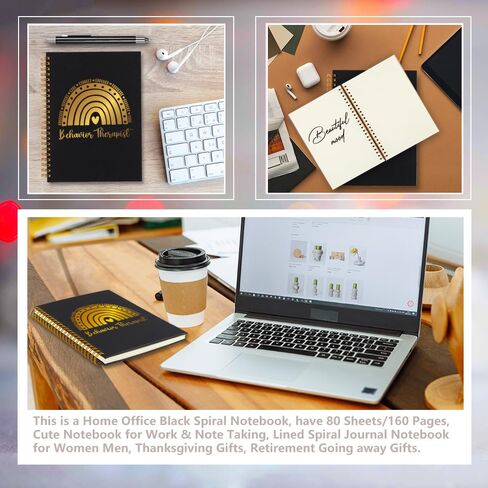 Thank You Gifts for Behavior Therapist ABA Therapist Counselor Mentor, Inspirational Behavior Therapist Gifts, Office Meeting Notebook for Work, Educator Staff Gold Spiral Notebooks-LTJ05 in Saudi Arabia