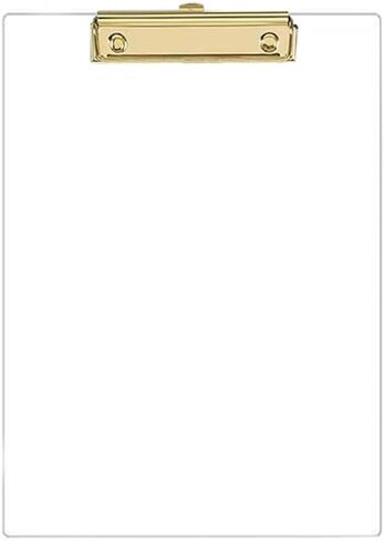 JIARI Clear Acrylic Clipboard, Office Letter Size 8.5 x 11 Inches, A4 Paper Size, 1 Pack (Clear-Gold) in Saudi Arabia