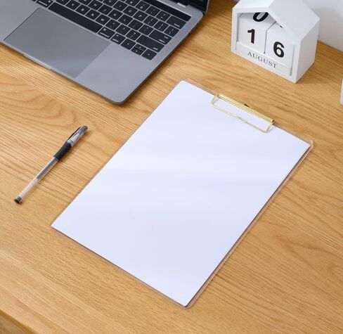 JIARI Clear Acrylic Clipboard, Office Letter Size 8.5 x 11 Inches, A4 Paper Size, 1 Pack (Clear-Gold) in Saudi Arabia