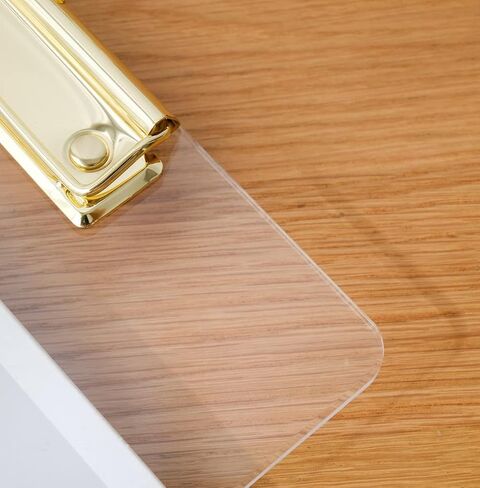 JIARI Clear Acrylic Clipboard, Office Letter Size 8.5 x 11 Inches, A4 Paper Size, 1 Pack (Clear-Gold) in Saudi Arabia