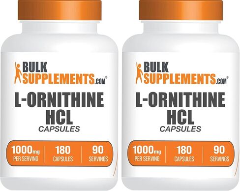 BULKSUPPLEMENTS.COM L-Ornithine HCl Capsules - L-Ornithine Hydrochloride - Ornithine Capsules - Amino Acids Supplement - L Ornithine 1000mg - 2 Capsules per Serving, 90-Day Supply (180 Capsules) in Saudi Arabia