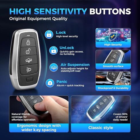 2026 Autel MaxiIM IKEYAT004AL Programmable Blank Key, 360° 130FT Remote, 4 Buttons Universal Fob Replacement for 700+ Vehicle, Air Suspension, Work with Autel KM100, IM508S, IM608 PRO II in Saudi Arabia