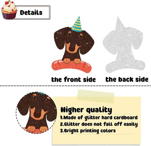 18 PCS Dachshund Cupcake Toppers for Baby Shower Birthday Party Dog Puppy Cake Decor Weiner Dog Dachshund Birthday Party Decorations Supplies in Saudi Arabia