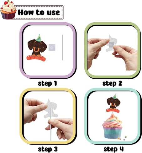 18 PCS Dachshund Cupcake Toppers for Baby Shower Birthday Party Dog Puppy Cake Decor Weiner Dog Dachshund Birthday Party Decorations Supplies in Saudi Arabia