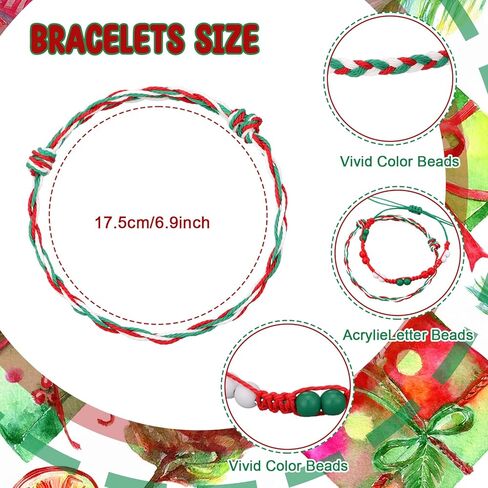 36 Pcs Christmas Friendship Bracelets Gift Bulk for Women Friend Woven Braided Beaded Handmade Stackable Stretch Red Green Bracelets Stocking Stuffers Gift for Xmas Birthday Party Favor in Saudi Arabia