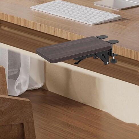Computer Arm Rest Armrest Rack Ergonomic Strong Wood Extension Board Elbow Support for Home Office Chair Desk, Dark Brown in Saudi Arabia