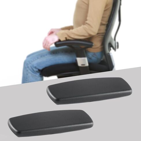Generic 2 Replacement Gaming Chair Armrest Pads Easy to Install Simple Line Accessories Black PU Universal, 25.5x9.5cm in Saudi Arabia